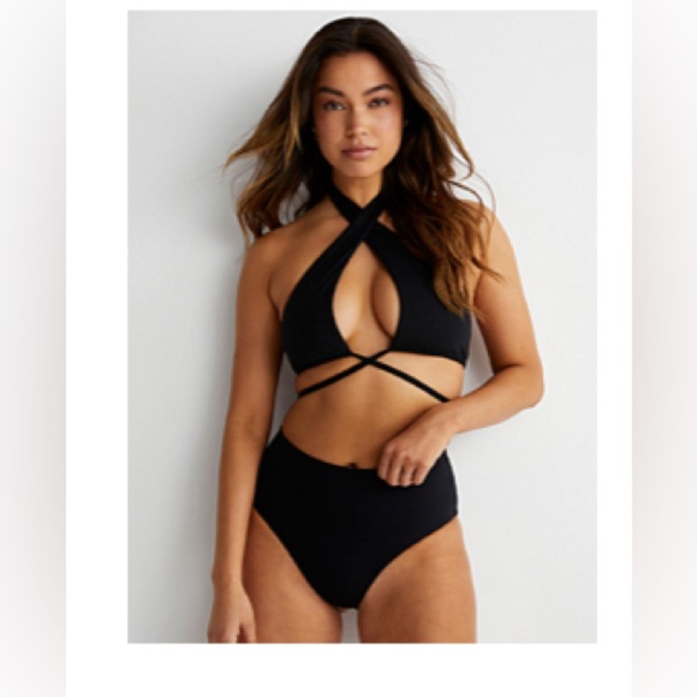 Black Wrap Bathing Suit Top
